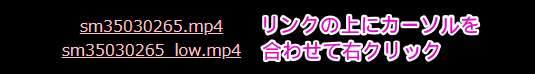 Nicozonの旧MP4保存リンクとファイル選択例